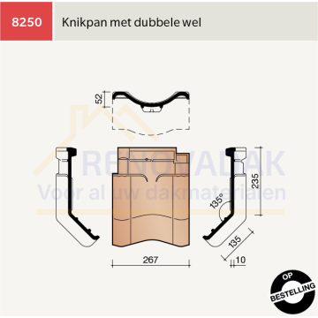 Knikpan 135° met dubbelewel Koramic VHV Klassiek Blauw Gesmoord