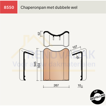 Chaperonpan 70° met dubbelewel Koramic VHV Klassiek Blauw Gesmoord