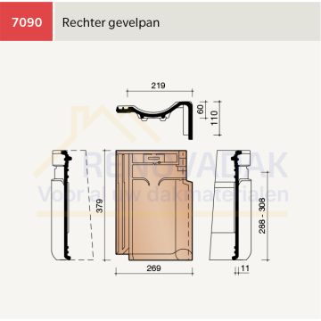 Gevelpan Rechts Koramic VHV Vario Leizwart Verglaasd