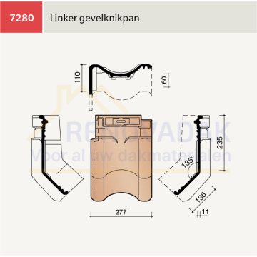 Knikgevelpan Links Maatwerk Koramic VHV Vario Leikleur mat Engobe