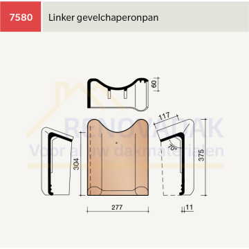 Chaperongevelpan Links 70° Koramic VHV Vario Natuurrood+ Naturel