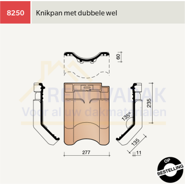 Knikpan 135° met dubbelewel Koramic VHV Vario Leizwart Verglaasd
