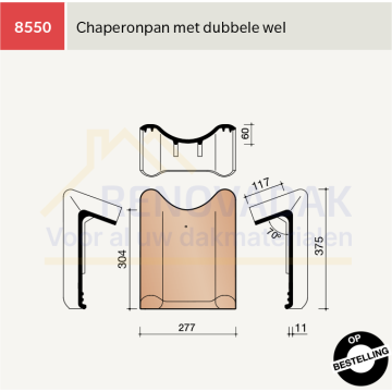 Chaperonpan 70° met dubbelewel Koramic VHV Vario Natuurrood+ Naturel